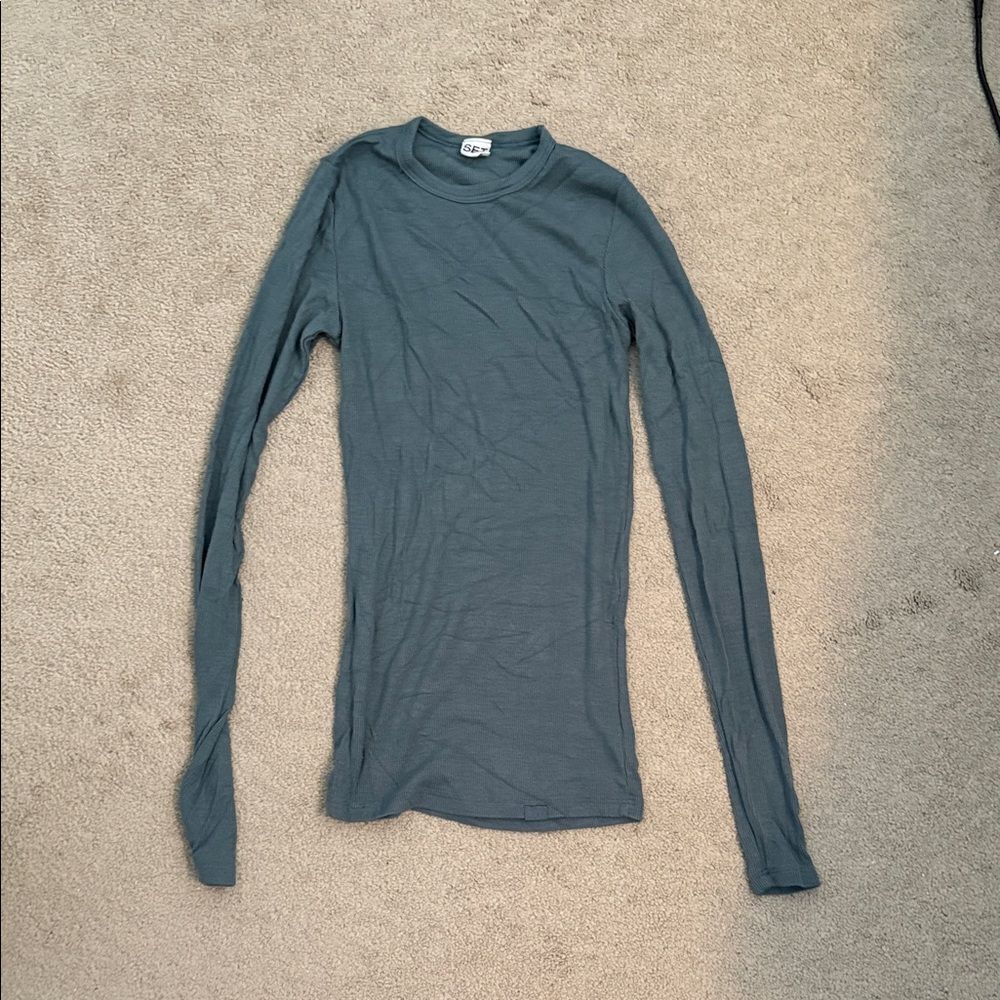 Set active teal ribbed long sleeve new XS